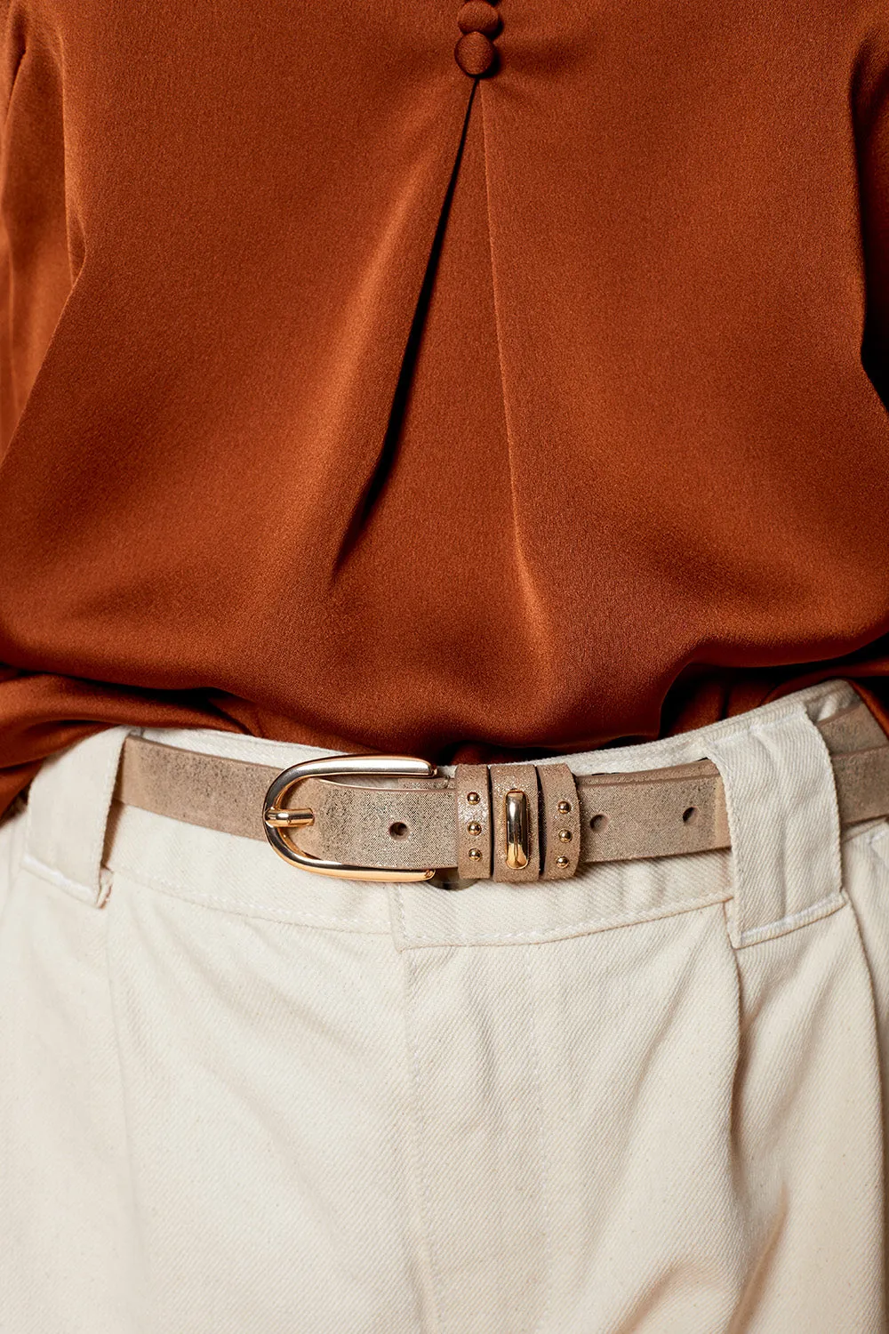 ANOUCK - Ceinture ficelle en cuir foil