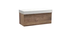 Balmani Forma meuble salle de bains suspendu 120 x 55 cm noyer américain avec Dominus tablette simple ou double en solid surface