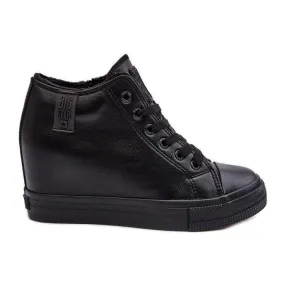 Baskets compensées en cuir pour femme Big Star MM274001 Noir le noir