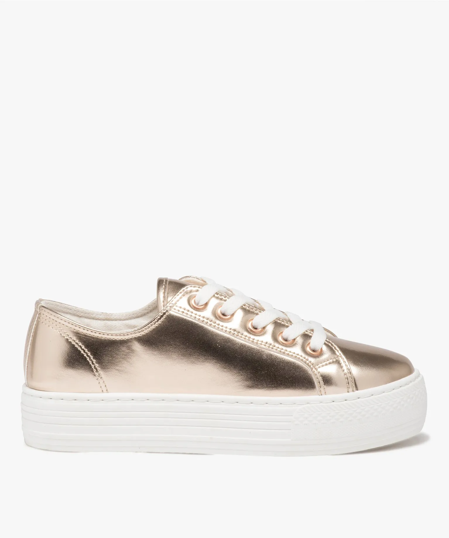 baskets femme dessus uni metallise a semelle compensee jaune baskets compensees