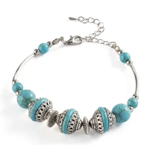 Bracelet fantaisie argenté/turquoise