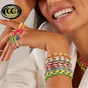 Bracelet Mode haute qualité pour femmes Arc en ciel coloré perlé et strass