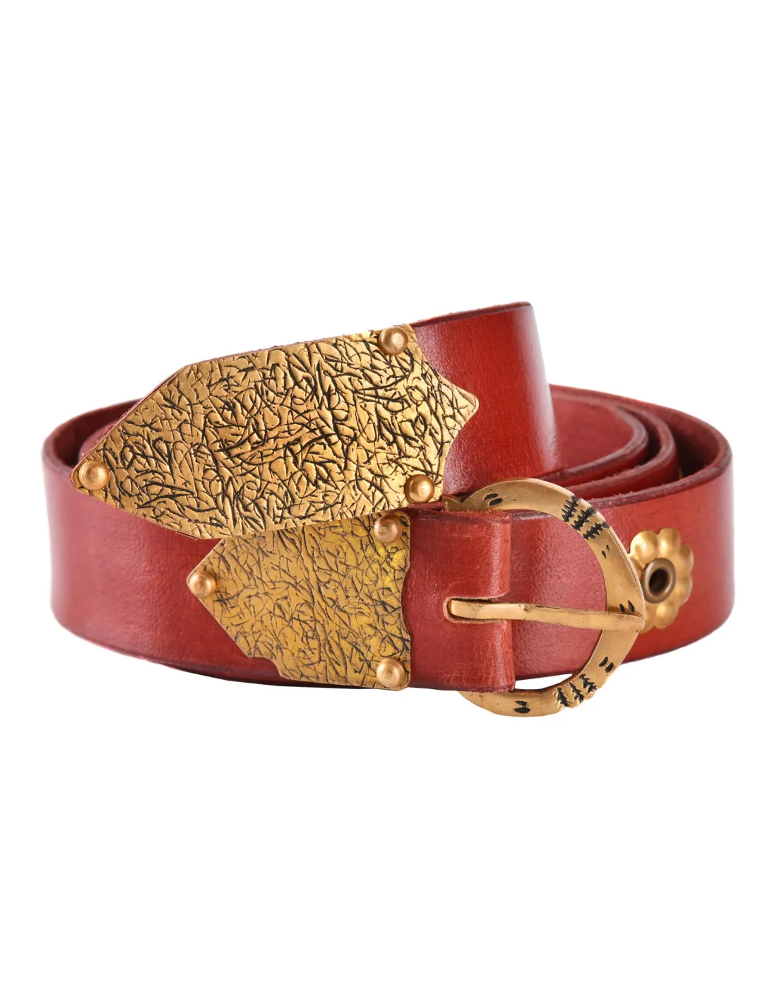 Ceinture médiévale rouge à motifs floraux (165 cm.) ⚔️ Boutique Épées