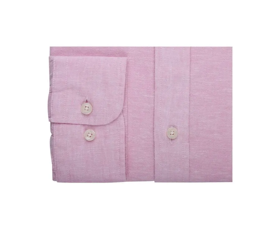 Chemise coton et lin Chambray Rose - Poche poitrine Colten Mc