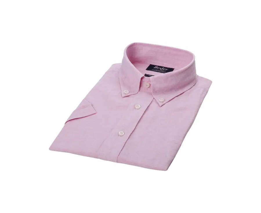 Chemise coton et lin Chambray Rose - Poche poitrine Colten Mc