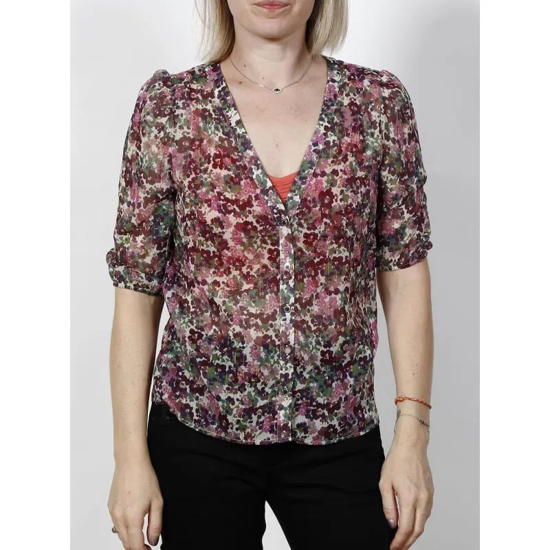 Chemise crop florale multicolore femme - Le Temps Des Cerises | wimod