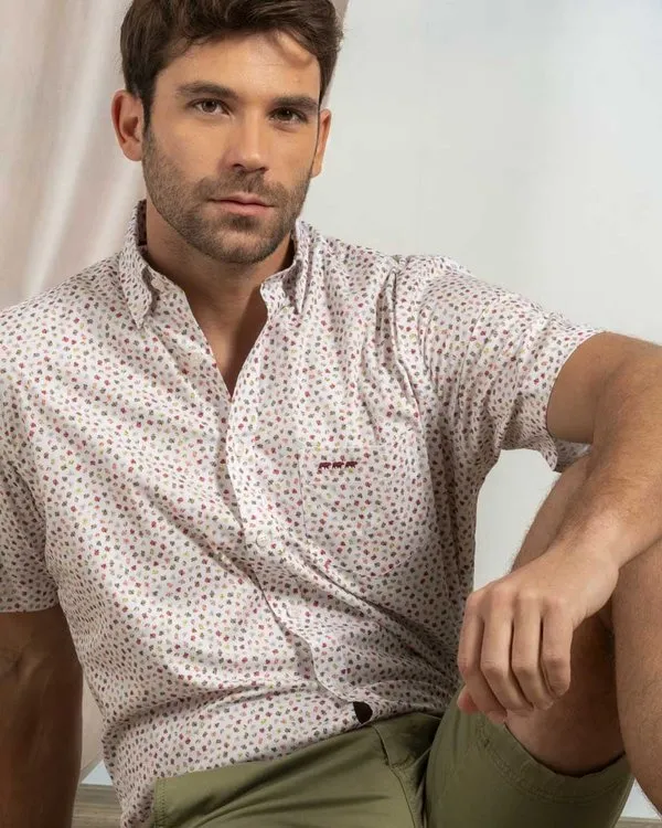 Chemise imprimé feuillage blanc 