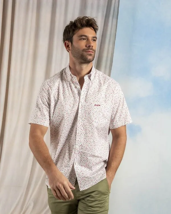 Chemise imprimé feuillage blanc 