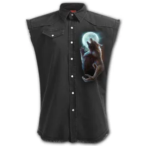 Chemise mecs sans manches SPIRAL look vintage imprimée d'un loup-garou