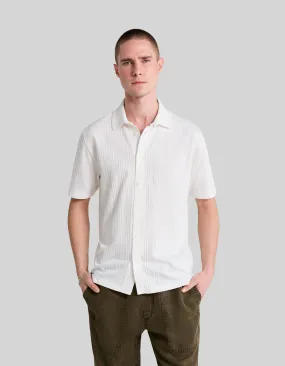 Chemise SLIM blanc cassé maille jeux de rayures Homme