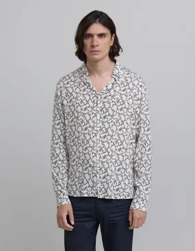 Chemise SLIM craie imprimé têtes de mort et fleurs Homme