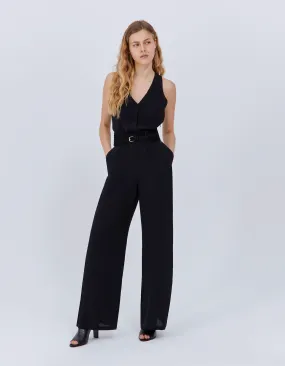 Combinaison pantalon noire dos-nu Femme