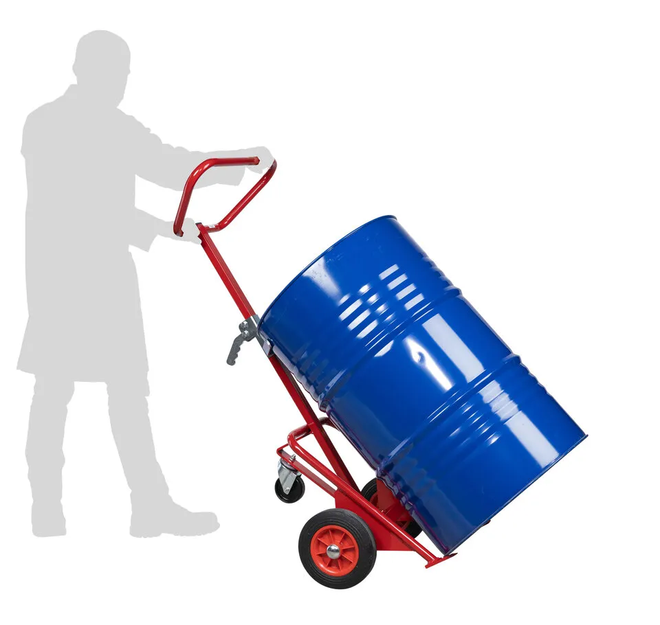 Diable acier à fûts 350 kg - pour fûts 220 l - roues caoutchouc 