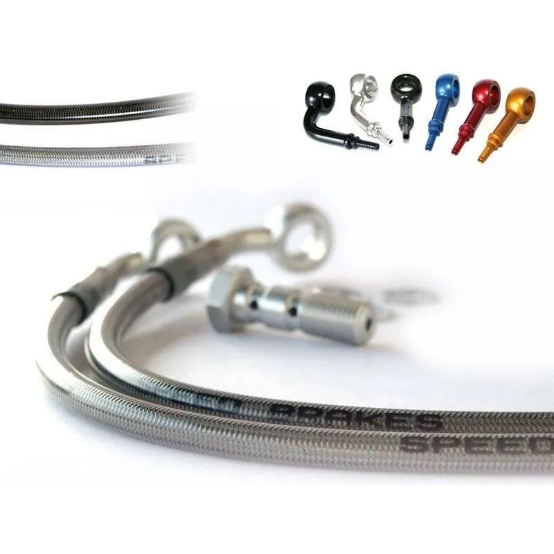 Durite de frein avant d'aviation SPEEDBRAKES inox/raccord rouge Kawasaki ZX-7 R NINJA