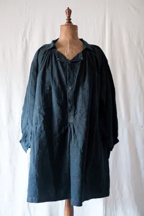 [Début 20e C] Smock en lin indigo antique français Biaude