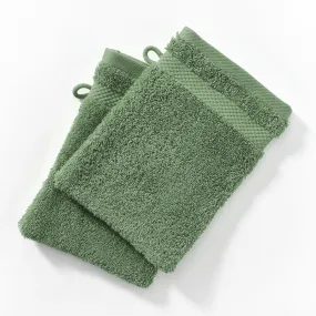 Lot de 2 gants de toilette en coton éponge ATLANTIQUE vert tilleul | 3 Suisses