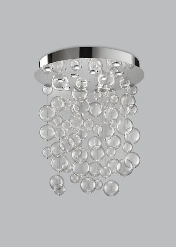 Lustre 12 lampes design Metal Lux Boléro Chrome Métal