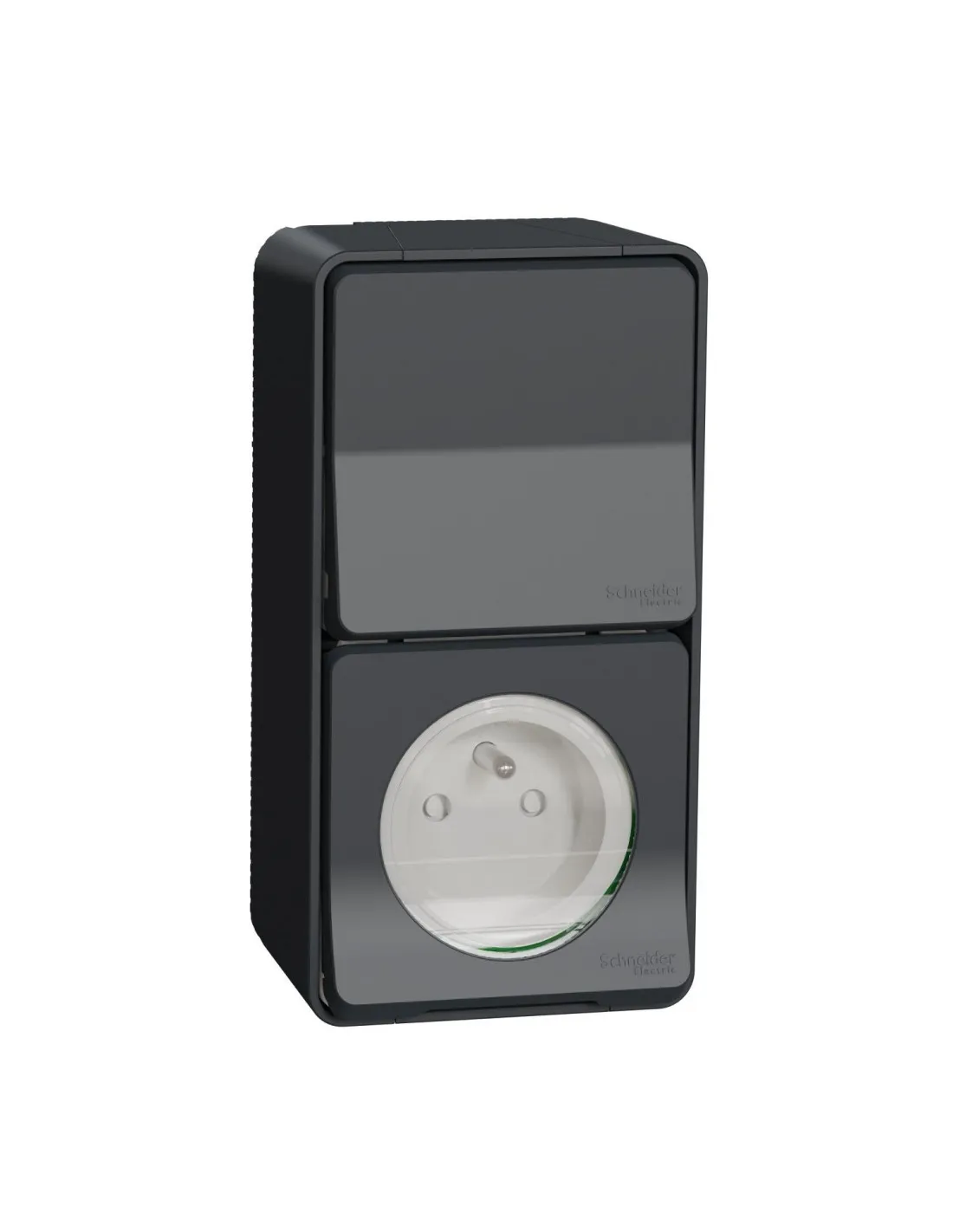 Mureva Styl Prise courant 2P+T+va et vient verti. saillie IP55 IK08 gris SCHNEIDER MUR36025
