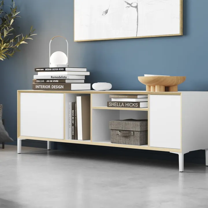 Müller Small Living - Vertiko Wide Sideboard, Two, CPL blanc / bouleau