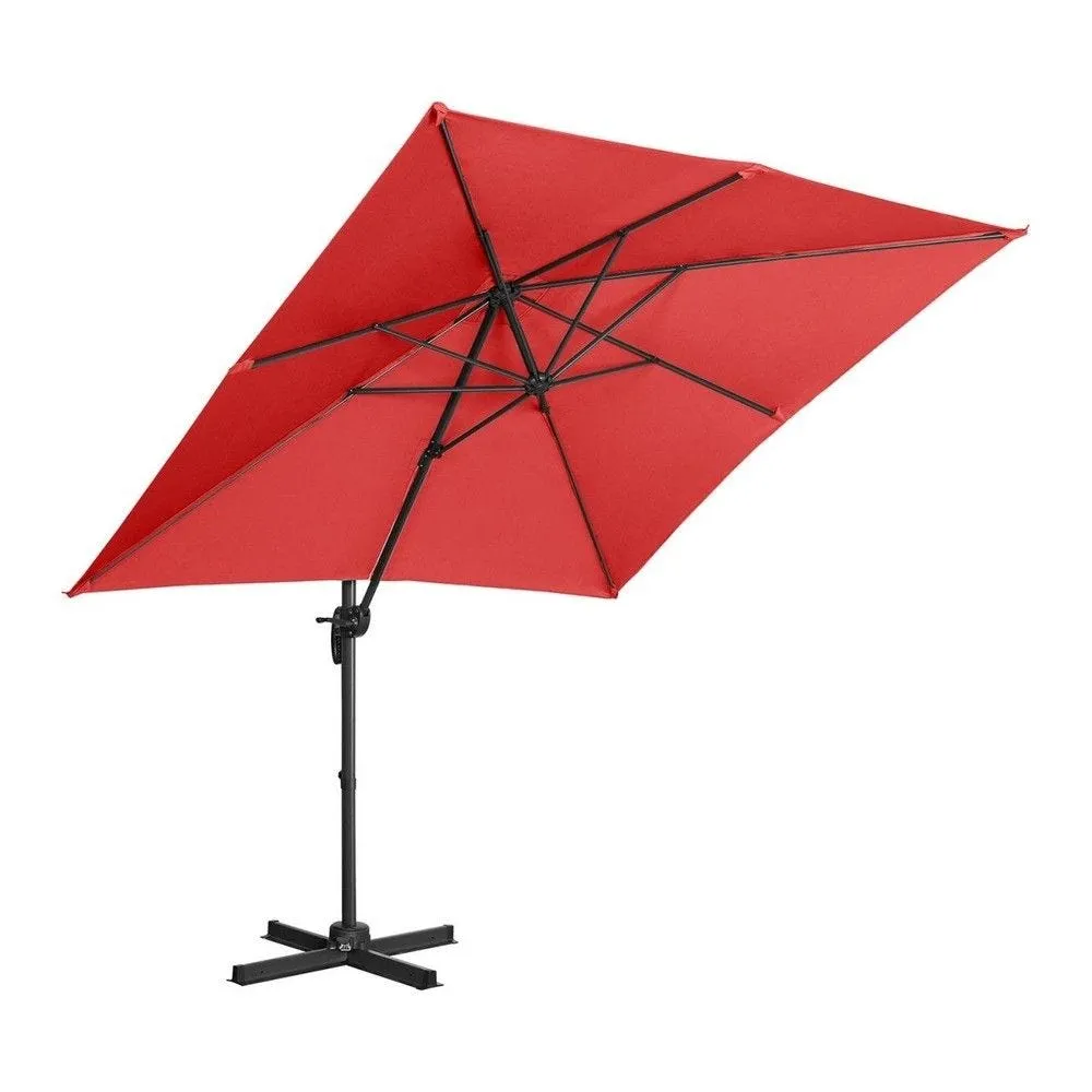 Parasol de jardin meuble abri terrasse carré 250x250cm pivotant rouge