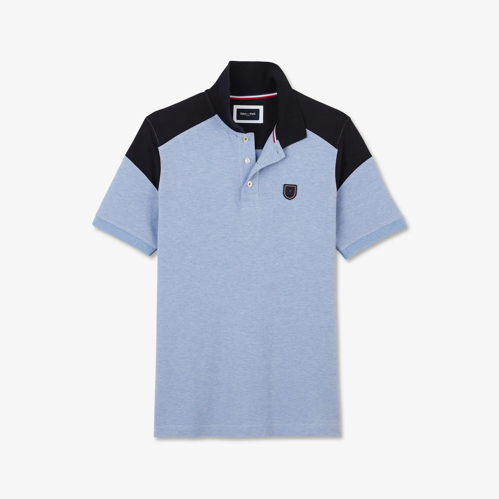 Polo color-block bleu clair