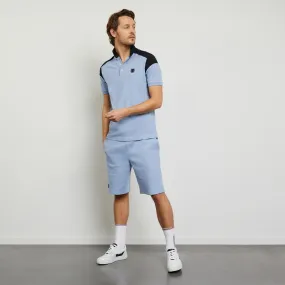 Polo color-block bleu clair