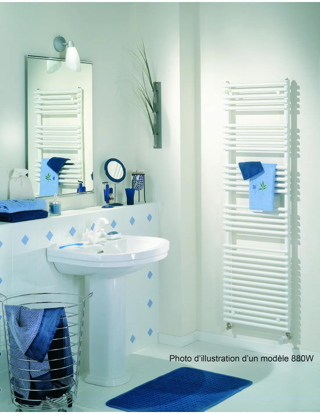 Radiateur sèche-serviettes Cala Symétrique Blanc RAL 9016 551W horizontal 1161 mm / L 446 mm Acova LN-112-045