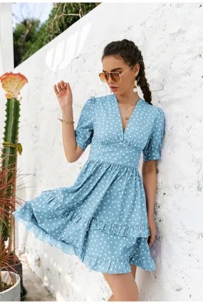 Robe Bleu à Pois Vintage