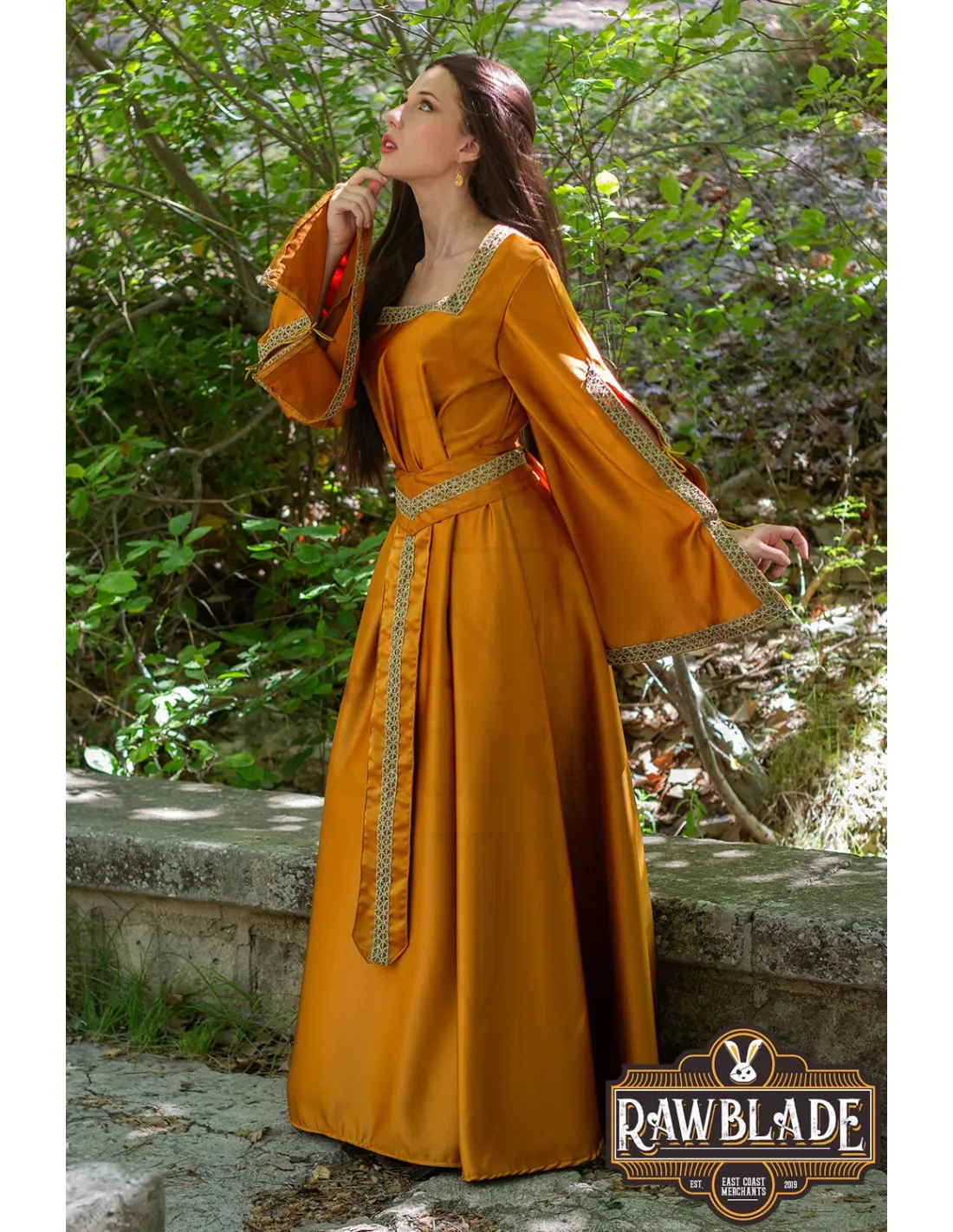 Robe de courtisane Shalott Renaissance - Orange ⚔️ Boutique Épées