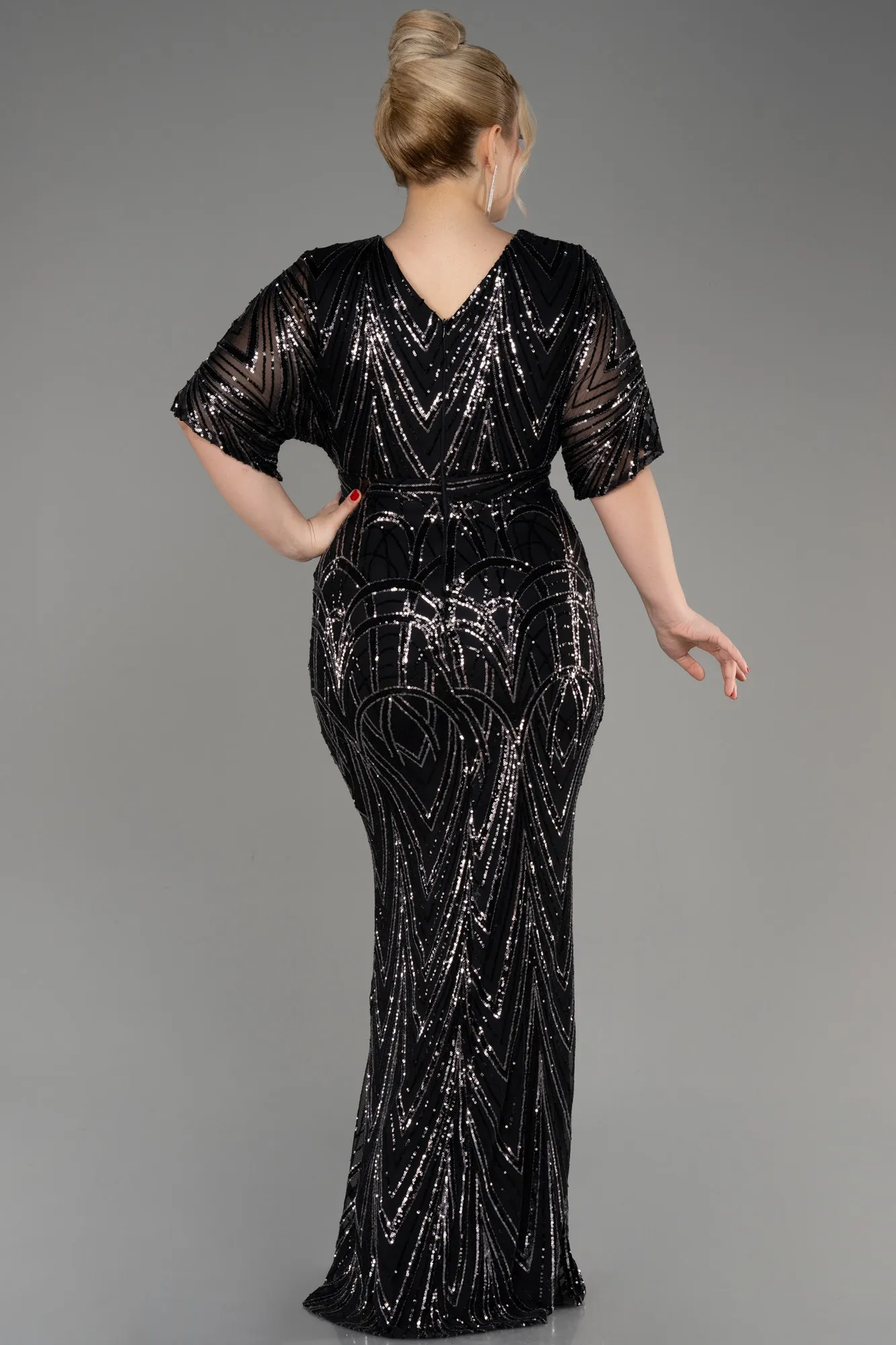 Robe de Soirée Grande Taille Longue Bleu Marine ABU3922