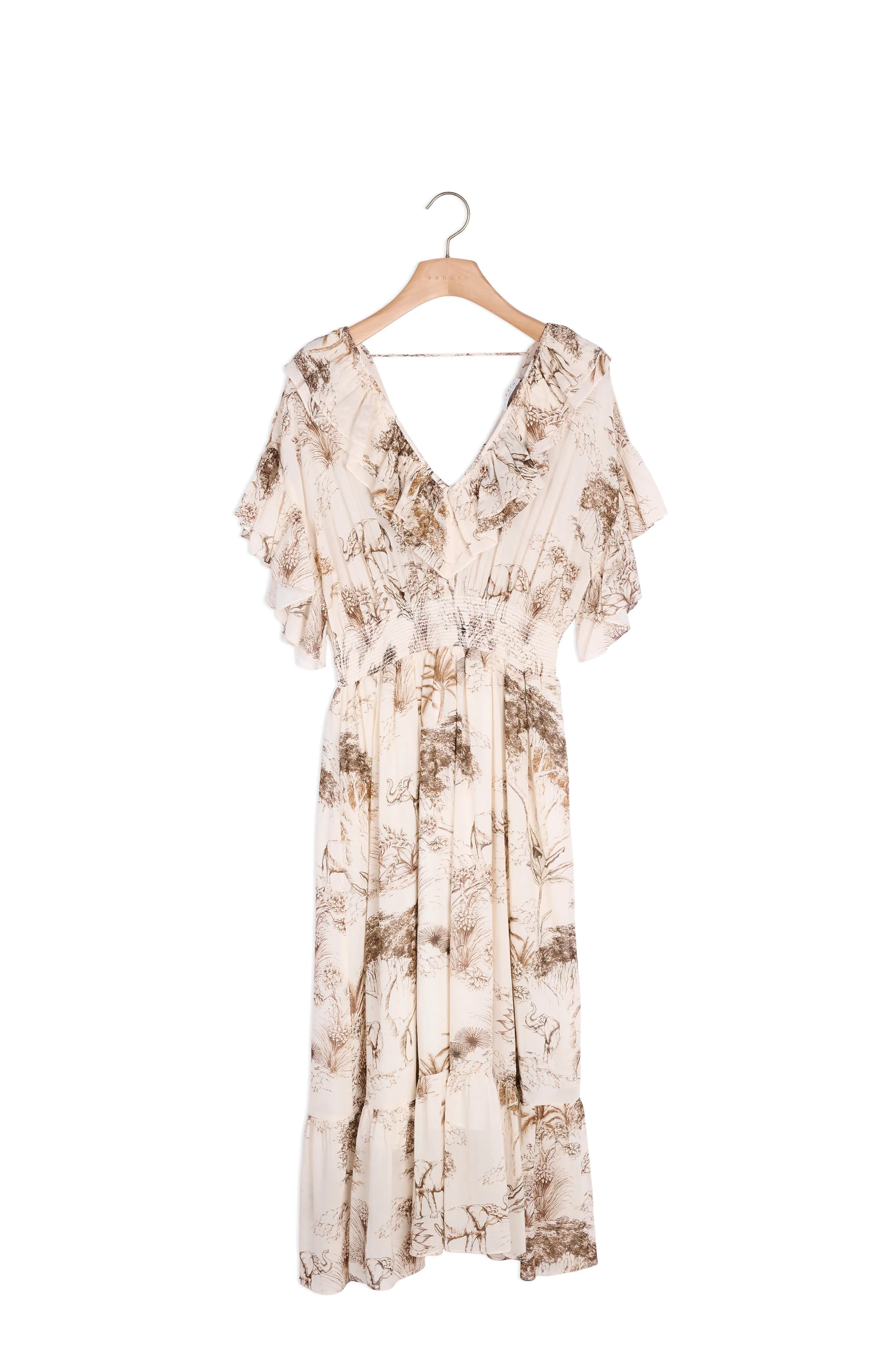 Robe longue imprimée avec volants