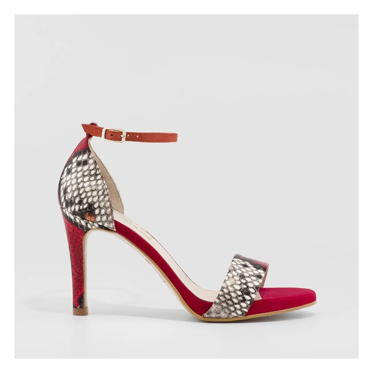 Sandalia Igor-XSR en piel con estampado de serpiente en color rojo | LODI Zapatos de mujer online