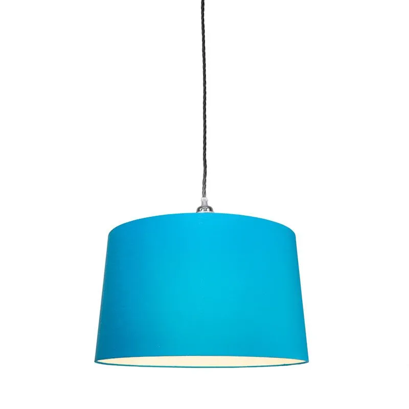 Suspension Cavo Classic en chrome - noir avec abat-jour, 45 cm, bleu