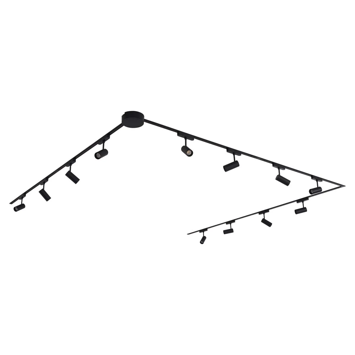 Système d'éclairage sur rail moderne avec 12 spots noirs monophasés 600 cm - Magnetic Gert